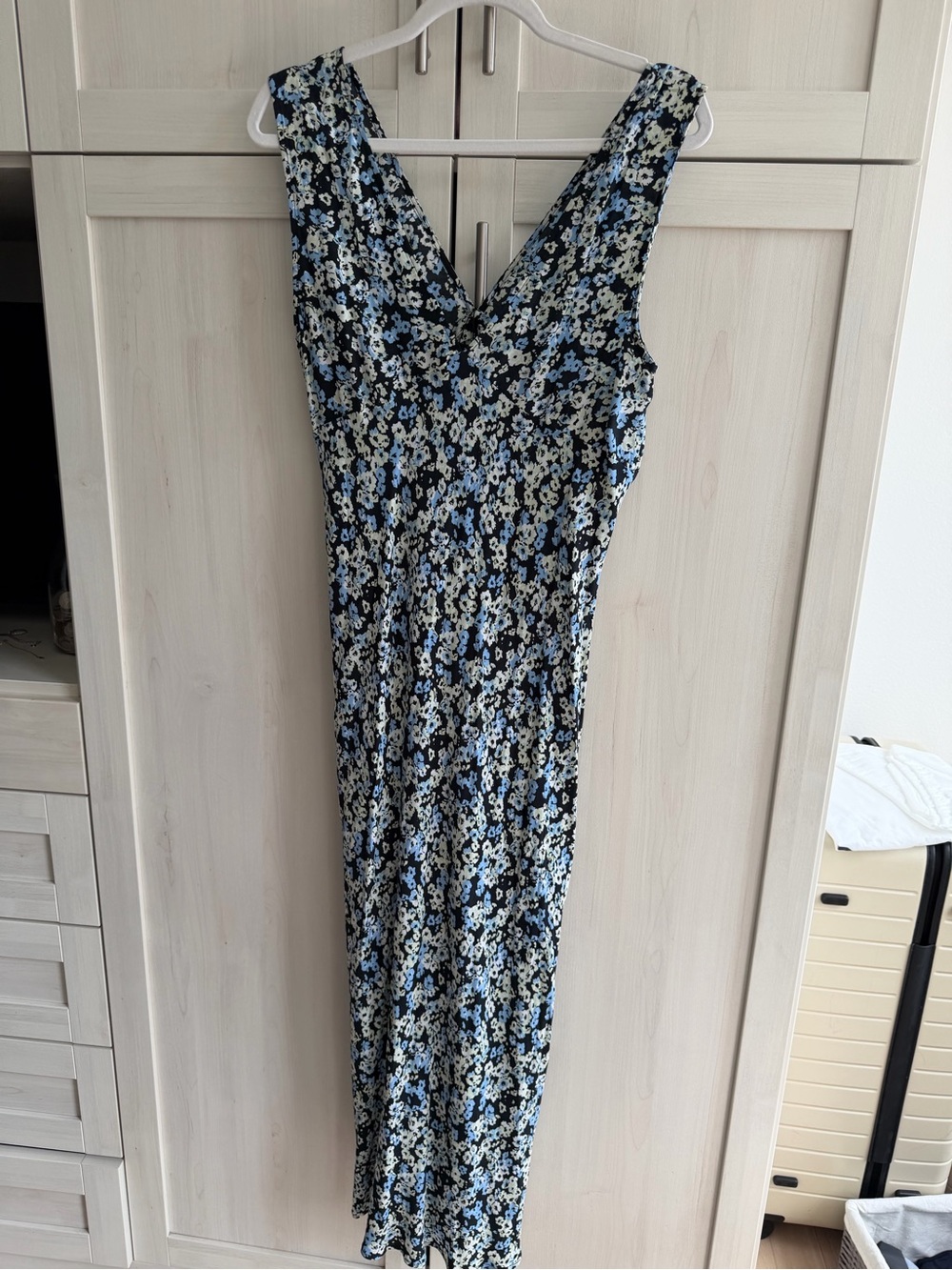 Rails Blue and Cream Floral V-Neck Maxi Dress